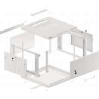 Szafa Instalacyjna Rack Wisząca 19" 6u 600x600 Szara Drzwi Metalowe Lanberg Flat Pack