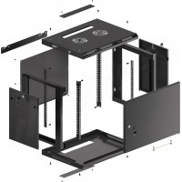 Szafa Instalacyjna Rack Wisząca 19" 9u 600x450 Czarna Drzwi Metalowe Lanberg Flat Pack