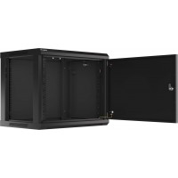 Szafa Instalacyjna Rack Wisząca 19" 9u 600x450 Czarna Drzwi Metalowe Lanberg Flat Pack