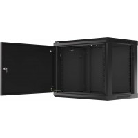 Szafa Instalacyjna Rack Wisząca 19" 9u 600x450 Czarna Drzwi Metalowe Lanberg Flat Pack