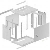 Szafa Instalacyjna Rack Wisząca 19" 9u 600x450 Szara Drzwi Metalowe Lanberg Flat Pack