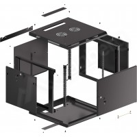 Szafa Instalacyjna Rack Wisząca 19" 9u 600x600 Czarna Drzwi Metalowe Lanberg Flat Pack