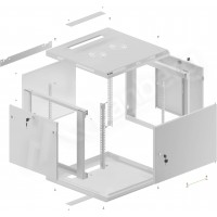 Szafa Instalacyjna Rack Wisząca 19" 9u 600x600 Szara Drzwi Metalowe Lanberg Flat Pack