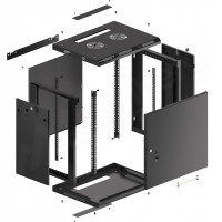 Szafa Instalacyjna Rack Wisząca 19" 12u 600x450 Czarna Drzwi Metalowe Lanberg Flat Pack