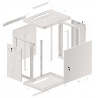 Szafa Instalacyjna Rack Wisząca 19" 12u 600x450 Szara Drzwi Metalowe Lanberg Flat Pack