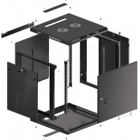 Szafa Instalacyjna Rack Wisząca 19" 12u 600x600 Czarna Drzwi Metalowe Lanberg Flat Pack