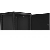 Szafa Instalacyjna Rack Wisząca 19" 12u 600x600 Czarna Drzwi Metalowe Lanberg Flat Pack