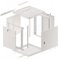 Szafa Instalacyjna Rack Wisząca 19" 12u 600x600 Szara Drzwi Metalowe Lanberg Flat Pack