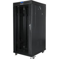 Szafa Instalacyjna Rack Stojąca 19" 27u 600x800 Czarna Drzwi Szklane LCD Lanberg Flat Pack