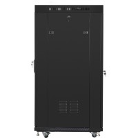 Szafa Instalacyjna Rack Stojąca 19" 27u 600x800 Czarna Drzwi Szklane LCD Lanberg Flat Pack