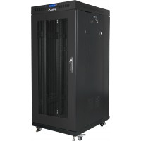 Szafa Instalacyjna Rack Stojąca 19" 27u 600x800 Czarna Drzwi Perforowane LCD Lanberg Flat Pack