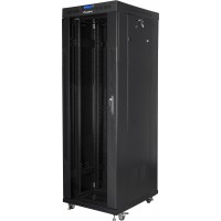 Szafa Instalacyjna Rack Stojąca 19" 37u 600x800 Czarna Drzwi Szklane LCD Lanberg Flat Pack