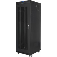 Szafa Instalacyjna Rack Stojąca 19" 37u 600x800 Czarna Drzwi Perforowane LCD Lanberg Flat Pack