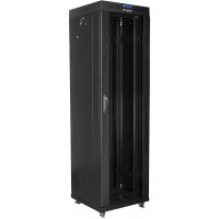 Szafa Instalacyjna Rack Stojąca 19" 42u 600x600 Czarna Drzwi Szklane LCD Lanberg Flat Pack