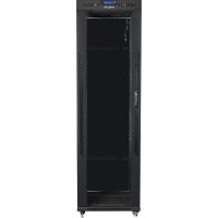 Szafa Instalacyjna Rack Stojąca 19" 42u 600x600 Czarna Drzwi Szklane LCD Lanberg Flat Pack