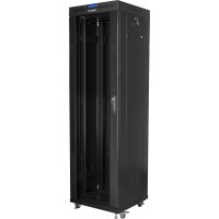 Szafa Instalacyjna Rack Stojąca 19" 42u 600x600 Czarna Drzwi Szklane LCD Lanberg Flat Pack