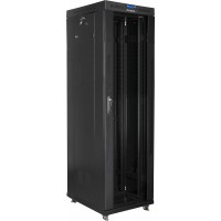 Szafa Instalacyjna Rack Stojąca 19" 42u 600x800 Czarna Drzwi Szklane LCD Lanberg Flat Pack