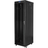 Szafa Instalacyjna Rack Stojąca 19" 42u 600x800 Czarna Drzwi Szklane LCD Lanberg Flat Pack