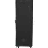 Szafa Instalacyjna Rack Stojąca 19" 42u 600x800 Czarna Drzwi Szklane LCD Lanberg Flat Pack