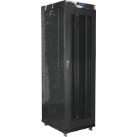 Szafa Instalacyjna Rack Stojąca 19" 42u 600x800 Czarna Drzwi Perforowane LCD Lanberg Flat Pack