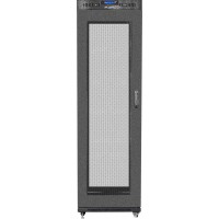 Szafa Instalacyjna Rack Stojąca 19" 42u 600x800 Czarna Drzwi Perforowane LCD Lanberg Flat Pack