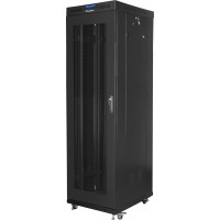 Szafa Instalacyjna Rack Stojąca 19" 42u 600x800 Czarna Drzwi Perforowane LCD Lanberg Flat Pack