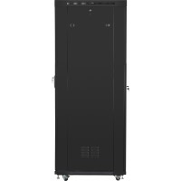 Szafa Instalacyjna Rack Stojąca 19" 42u 600x1000 Czarna Drzwi Szklane LCD Lanberg Flat Pack