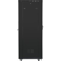 Szafa Instalacyjna Rack Stojąca 19" 42u 600x1000 Czarna Drzwi Szklane LCD Lanberg Flat Pack