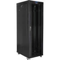 Szafa Instalacyjna Rack Stojąca 19" 42u 800x1000 Czarna Drzwi Szklane LCD Lanberg Flat Pack