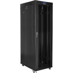 Szafa Instalacyjna Rack Stojąca 19" 42u 800x1000 Czarna Drzwi Szklane LCD Lanberg Flat Pack