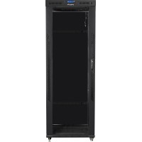 Szafa Instalacyjna Rack Stojąca 19" 42u 800x1000 Czarna Drzwi Szklane LCD Lanberg Flat Pack