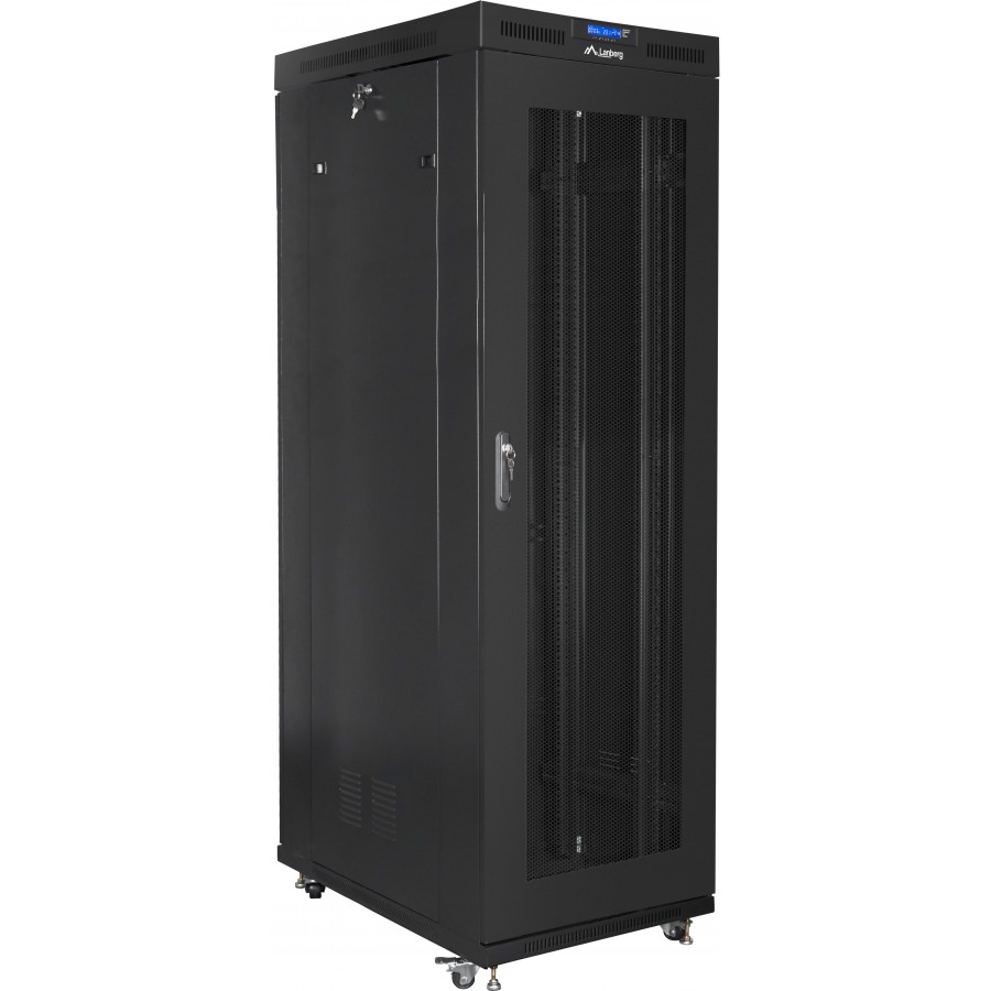 Szafa Instalacyjna Rack Stojąca 19" 42u 800x1000 Czarna Drzwi Perforowane LCD Lanberg Flat Pack