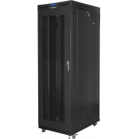 Szafa Instalacyjna Rack Stojąca 19" 42u 800x1000 Czarna Drzwi Perforowane LCD Lanberg Flat Pack