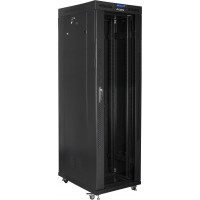 Szafa Instalacyjna Rack Stojąca 19" 42u 800x800 Czarna Drzwi Szklane LCD Lanberg Flat Pack