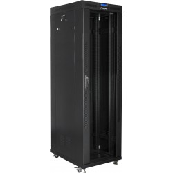 Szafa Instalacyjna Rack Stojąca 19" 42u 800x800 Czarna Drzwi Szklane LCD Lanberg Flat Pack