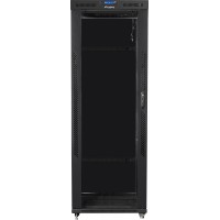 Szafa Instalacyjna Rack Stojąca 19" 42u 800x800 Czarna Drzwi Szklane LCD Lanberg Flat Pack