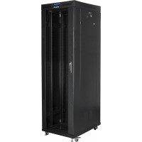 Szafa Instalacyjna Rack Stojąca 19" 42u 800x800 Czarna Drzwi Szklane LCD Lanberg Flat Pack