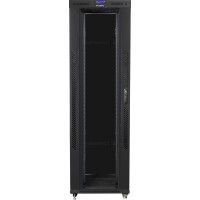 Szafa Instalacyjna Rack Stojąca 19" 42u 800x1200 Czarna Drzwi Szklane LCD Lanberg Flat Pack