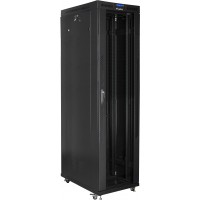 Szafa Instalacyjna Rack Stojąca 19" 47u 800x1000 Czarna Drzwi Szklane LCD Lanberg Flat Pack