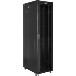 Szafa Instalacyjna Rack Stojąca 19" 47u 800x1000 Czarna Drzwi Szklane LCD Lanberg Flat Pack