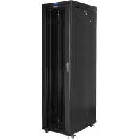 Szafa Instalacyjna Rack Stojąca 19" 47u 800x1000 Czarna Drzwi Szklane LCD Lanberg Flat Pack