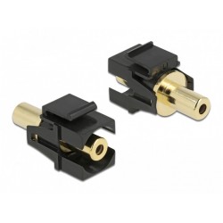 Moduł Keystone Gniazdo Jack 3.5mm(M)->Jack 3.5mm(F) Stereo Pozłacane Czarny Delock