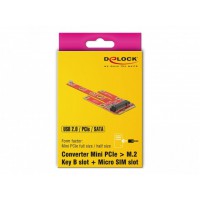 Karta Mini PCIe->M.2 Key B + Gniazdo Micro Sim Delock