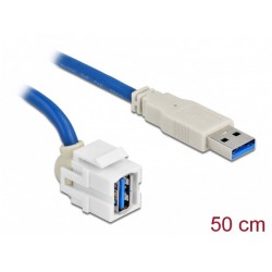 Moduł Keystone Gniazdo USB-A(F) 3.0->USB-A(M) 250" Na Kablu 50cm Delock