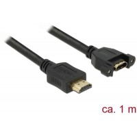 Przedłużacz HDMI M/F V1.4 1m Czarny Do Panelu Delock