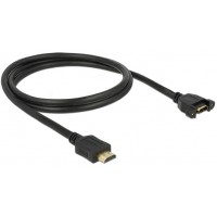 Przedłużacz HDMI M/F V1.4 1m Czarny Do Panelu Delock