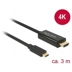 Kabel USB-Cm->HDMI(m) 3m Thunderbolt 3/Displayport Alternate Mode Czarny Delock