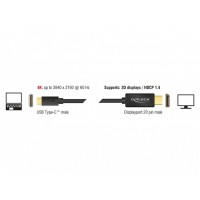 Kabel USB-C(m)->Displayport(m) 3m 4k 60Hz Displayport Alternate Mode Czarny Delock