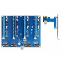 Karta PCI Express X1->4x PCI Express X16+1x USB-A+4x Molex Z Kablem USB 60cm Delock