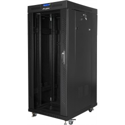 Szafa Instalacyjna Rack Stojąca 19" 27u 800x1000 Czarna Drzwi Szklane LCD Lanberg Flat Pack